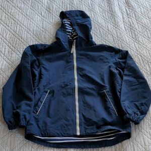 Hanna Andersson Navy Blue and White Raincoat Size 140 Large